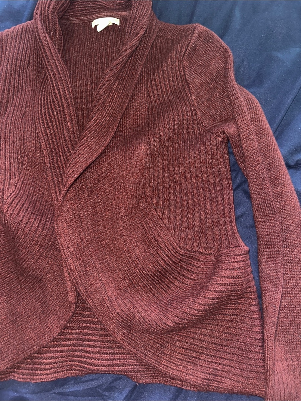 H&M Burgundy Open-Front Ribbed Cardigan - Picture 3 of 4